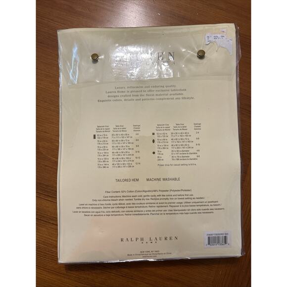 Ralph Lauren Home Tuxedo Crest Gold Tablecloth Rectangular 70x104 New - Picture 2 of 4